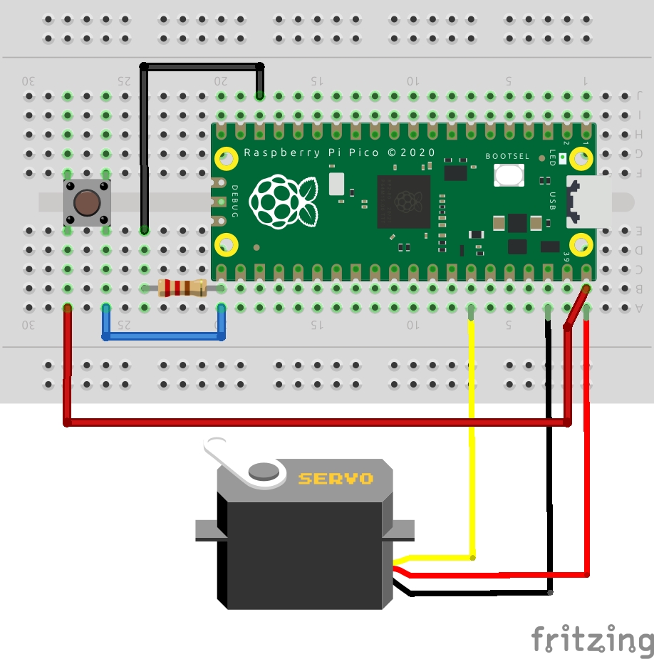 cablage servo button tuto pico2